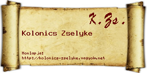 Kolonics Zselyke névjegykártya